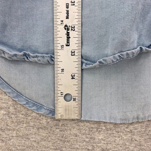 Thread & Supply Shirt Dress Women Medium Blue Button Up Drawstring Waist Pockets - Picture 13 of 14